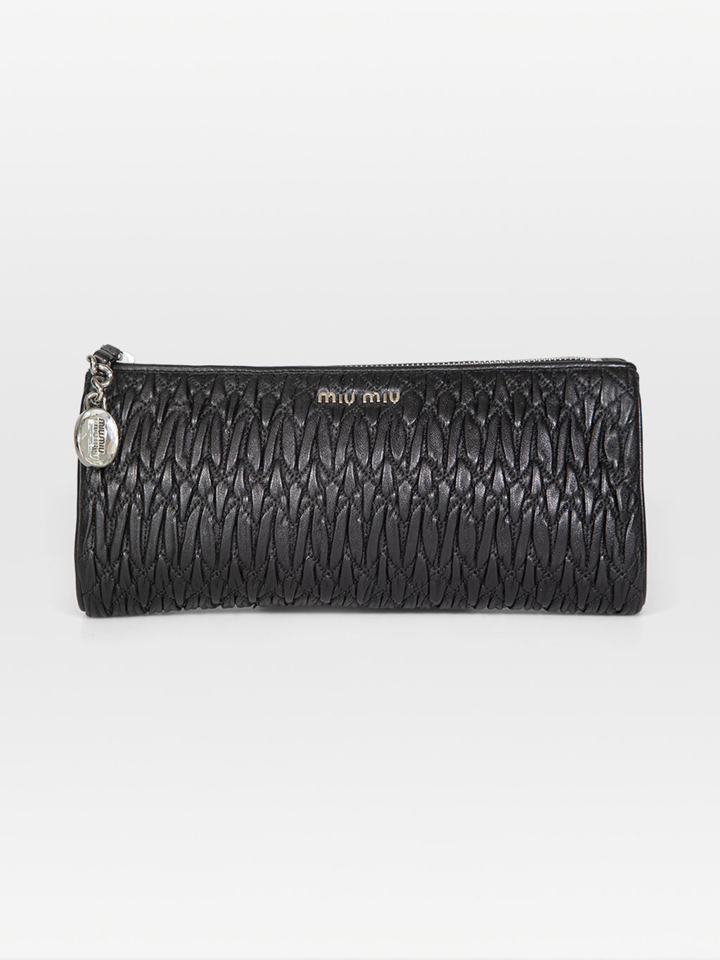 Miu Miu Crystal Charm Matelassé Clutch – Black