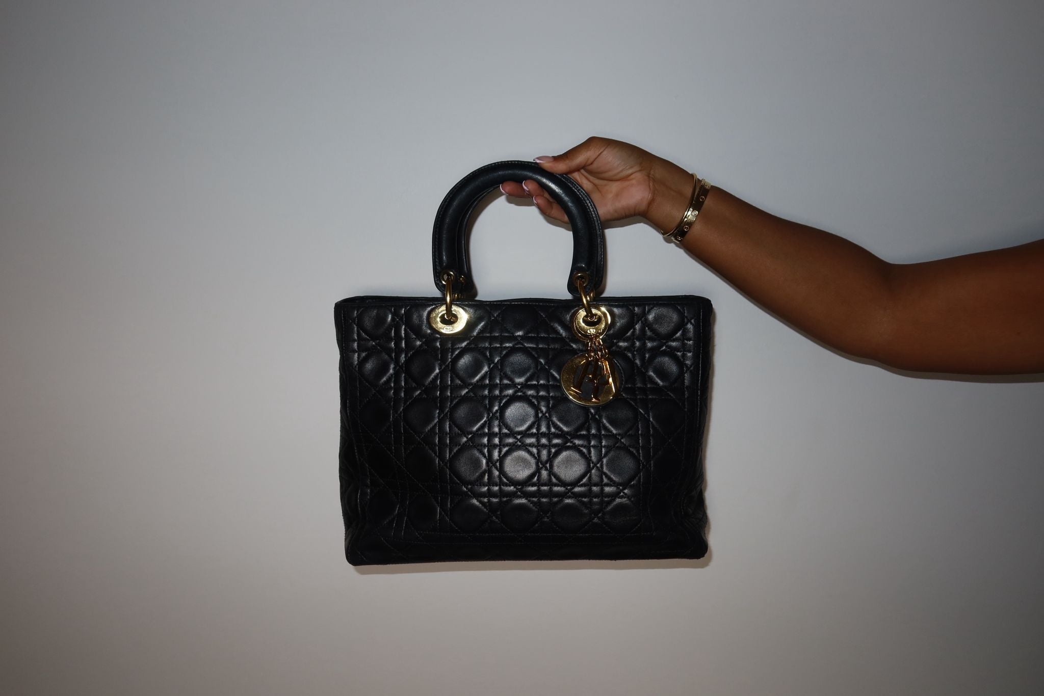 Christian Dior Lady Dior Medium in Black Cannage Lambskin