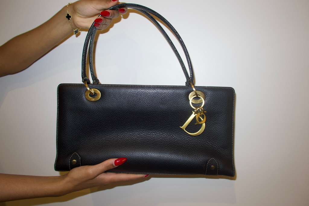 Christian Dior Calfskin Lady Dior East West Shopper Bag – Black